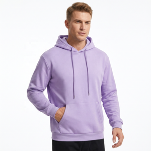 Sudadera con Capucha Extra Grande Unisex, Color Morado Sólido, Felpa Francesa, Diseño Casual con Bolsillos, Ropa de Otoño - Product Image 4