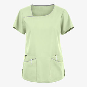 Women's Medical <b>Scrub</b> <b>Top</b> Fashionable <b>Scrub</b> Set Soft Breathable Spandex/Polyester Woven Fabric Needle Hospital Uniforms - Product Image 6