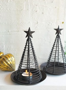 Modern Metal Wire Christmas <b>Tree</b> Decor With <b>Star</b> Top Candle Holder Black Finish Handicraft Holiday Decoration - Product Image 2