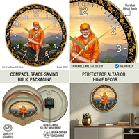Horloge murale silencieuse à quartz Liviya Shirdi Sai Baba - Décoration spirituelle personnalisée pour la maison, cadeau avec impression numérique, logo personnalisé