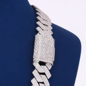 A <b>box</b> cut hip hop white tone 925 sterling <b>silver</b> heavy look cuban unisex <b>chain</b> D vvs moissanite diamonds tester pass custom one - Product Image 2