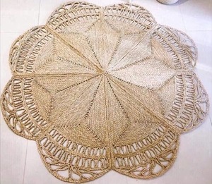 Tapis en jute pliable vintage le moins cher - Tapis de sol en jute naturelle tressé géométrique pour salon - Product Image 1