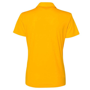 Polo pour femme en tissu tissé 100% polyester, couleur unie jaune, manches courtes, coupe décontractée, longueur normale, en vente - Product Image 3
