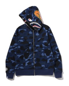 Sudadera con capucha unisex azul lisa con cremallera, corte oversize, estilo urbano, manga regular, forro polar estampado, 100% algodón ecológico, 360g, otoño - Product Image 2