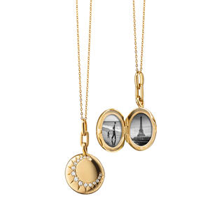 Collar con Colgante Sol y Luna - Plata de Ley Bañada en Oro Ajustable con Piedra Moissanita Hipoalergénica Joyería Geométrica Hip Hop para Uso Diario - Product Image 2