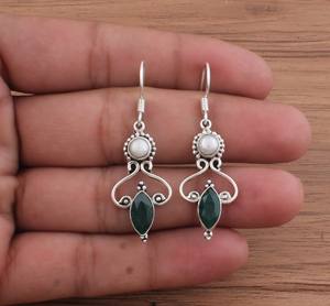 Pendientes de Lapislázuli Verde Natural en Forma de Gota, Plata de Ley 925, Gema en Forma de Lágrima, Joyería para Mujer, Regalo para Bodas y Fiestas - Product Image 6