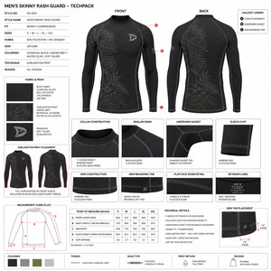 Men's Full Sleeve Rash Guard <b>Black</b> Raised Rubber Print Anti-Uv Breathable 220g Spandex Polyester Adult Swim <b>Shirt</b> - Product Image 6