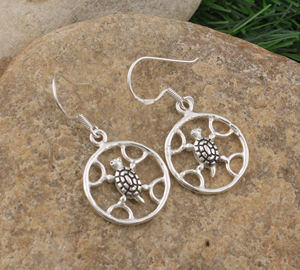 Boucles d'oreilles pendantes tortue en argent sterling 925, thème océan, vie marine, bijoux de luxe pour femmes et filles, vente en gros pour fêtes - Product Image 1