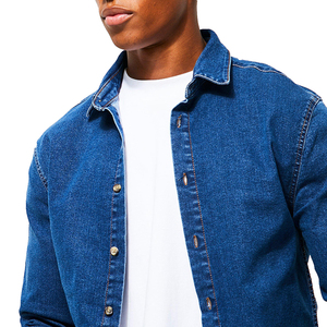 Chemises en jean personnalisées pour hommes, boutonnées, décontractées, fabricant OEM ODM, chemises en jean pour hommes, denim en coton lavé, fournisseur direct d'usine - Product Image 6