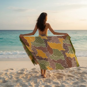 <b>Sarong</b> Handmade Batik Inspired Pattern High Quality Fabric Women Beach Dress Cover Up Summer Holiday Wear Trendy Ethnic Beach - Product Image 1