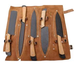 Couteaux de chef personnalisés noirs forgés en 5 parties avec revêtement en poudre et manche en bois, multi-usages et écologiques - Product Image 5