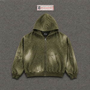<b>MEN'S</b> STREETWEAR OLIVE RHINESTONE OVERSIZED HOODIE FOR <b>MEN</b> Sweatshirt <b>Men</b> Oversized Casual Cotton French Terry Hoodie Autumn Wea - Product Image 5