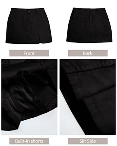 Women High Waist <b>Denim</b> Skort <b>Stretch</b> Mini Jean Skirt with Side Slit Casual Shorts Bulk Supplier - Product Image 4