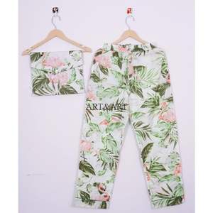 Conjunto de Pijamas Elegantes Estampados Florales, Hechos a Mano en India, 100% Algodón, Transpirables, Cómodos, para Damas de Honor, Tallas hasta 5XL - Product Image 3