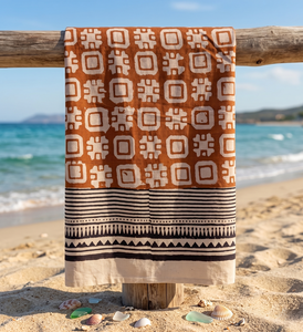 Paréo en coton indien imprimé à la main pour femme, idéal comme paréo de plage ou écharpe d'été légère - Product Image 4
