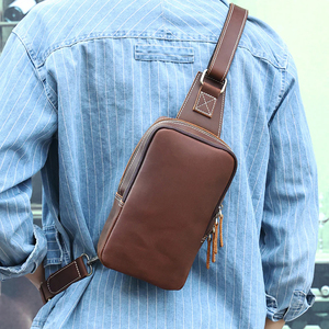 VELANO HIDES Minimalist Genuine Leather Chest <b>Bag</b> & <b>Shoulder</b> <b>Bag</b> Zipper Closure Durable Waterproof <b>Large</b> Capacity for Daily Use - Product Image 6