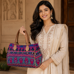 Sustainable Cotton Embroidered Women Vintage Style <b>Bag</b> Women Bohemian Cotton Fashion Handbag - Product Image 1