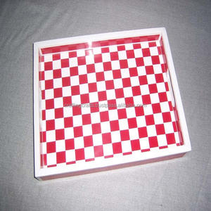 Mesa de Centro Decorativa Moderna de Madera, Bandeja de Servicio MOP, Bandeja Cuadrada Estilo Rústico, Otomana de Cuentas de Madera, Decoración Floral para el Hogar - Product Image 6