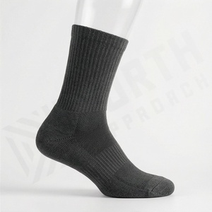 Crew <b>Socks</b> Solid Dark Gray Knitted Breathable Polyester Spandex Adult Casual Daily Wear Autumn Season - Product Image 3