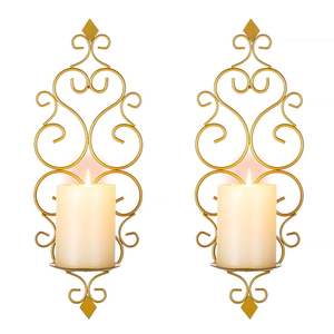Support mural doré pour bougie, 37,6 cm, en laiton, décoration d'intérieur durable - Product Image 4