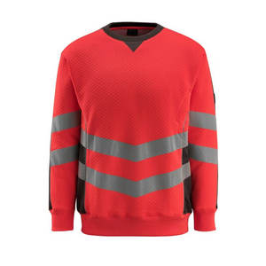 Camiseta de Alta Visibilidad de Manga Larga Reflectante, Camisa de Seguridad Laboral de Alta Visibilidad de Color Rojo, Sudaderas de Seguridad de Alta Visibilidad - Product Image 1