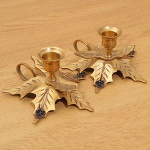 Decorative Brass Candle <b>Stand</b> with Handle, Handmade Taper Holder for Home Decor, Wedding, Event and Table Centerpiece - Product Image 1