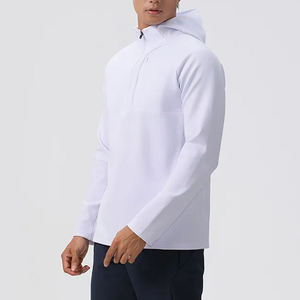 Comprar Nuevo Sudadera con Capucha Blanca para Hombre, de Manga Larga, con Cierre de Media Cremallera, con Bolsillo, de Secado Rápido, Informal - Product Image 2