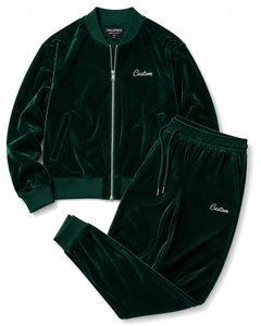 Custom Women Velvet Tracksuit Set Luxury Velour <b>Zip</b> <b>Up</b> <b>Jacket</b> Wide Leg Pants Casual Two Piece Lounge Wear Outfit - Product Image 1