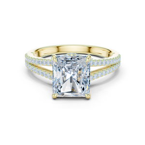 Anillo de Diamantes y Esmeralda con Engaste de Oro Fino y Diseño de Espiga Dividida - Product Image 4