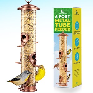 Comedero para Pájaros de Metal Ecológico Moderno de 6 Puertos, Acabado en Cobre, Decoración para el Hogar, Venta al Por Mayor - Product Image 1