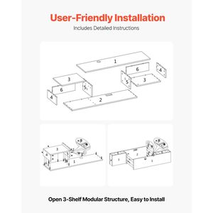 Mobile TV Sospeso Moderno da 59 Pollici con Centro Intrattenimento a Parete, Presa di Corrente e Foro per Cavi, Comodo Ripiano TV Sospeso con Spazio di Archiviazione - Product Image 6