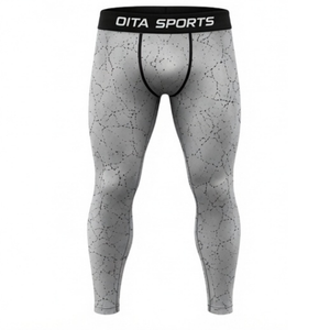 Ensemble de vêtements de sport pour homme, gris argenté, manches longues et leggings, compression, fitness, entraînement, gym, sportswear, athlétique - Product Image 4