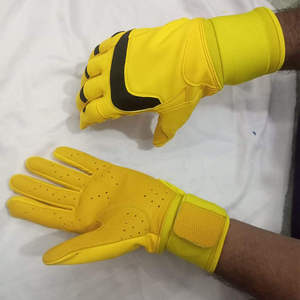 High Quality Leather Lightweight Baseball Batting Gloves <b>Hook</b> Loop Closure Custom Logo Full Finger Hand Unisex - Product Image 3