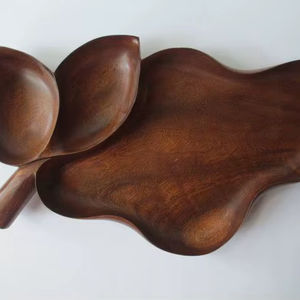 Plateau de service décoratif en bois biodégradable de qualité alimentaire, jetable, style Japandi irrégulier, pour fête, thé, fruits - Product Image 4