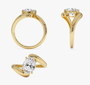 แหวนแต่งงานครบรอบชุบทองคำขาว 14K ประดับเพชรทรงรีสังเคราะห์ ดีไซน์วินเทจ รับรองโดย IGI - Product Image 4