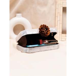Luxury Handmade <b>White</b> <b>Acrylic</b> Stone Clutch Bag Elegant Evening Handbag for Women Special Occasions - Product Image 5