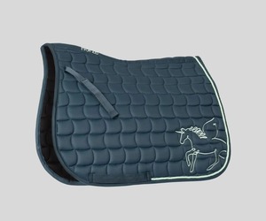 Horse Navy <b>Quilted</b> Saddle Pad With Horse Embroidery Microfiber Fabric Equestrian Saddle Pad Custom Design and logo - Product Image 1