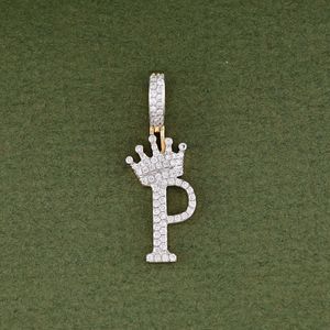 Colgante de Plata de Ley 925 con Letra P en Forma de Corona, Estilo Hip Hop, con Incrustaciones de Diamantes CZ, Collar con Inicial Personalizada, Regalo - Product Image 6