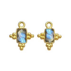 Colgante de Joyería con Dije de Labradorita Natural de 5x3 MM en Forma Rectangular con Bisel - Product Image 1