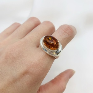 Bague unisexe en argent sterling 925 avec ambre baltique naturel, faite à la main, bijoux en pierres précieuses pour la vente en gros - Product Image 5