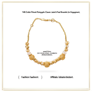 14K Gold Plated Kemp Bangles-Classic Jade & Pearl Bracelets for Engagement - Product Image 2