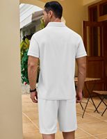 Ensemble 2 pièces tendance pour homme : Polo zippé et short décontracté en polaire florale respirante 100 % polyester 220g – Marque personnalisée