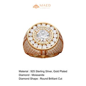 Anillo Halo de Moissanita Chapado en Oro Rosa con Pavé Redondo, Joya Elegante Estilo USA para Hombre y Mujer - Product Image 6