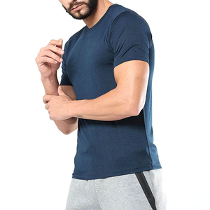T-shirt de sport pour homme, coupe ajustée, manches courtes, col rond, séchage rapide, couleur unie, jersey tricoté en polyester, vêtements décontractés pour l'entraînement - Product Image 5