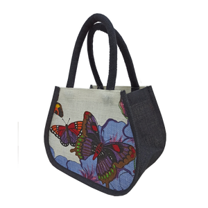 10 sacs fourre-tout en jute imprimés en couleur 20H X 25W X 15G CM sacs à provisions tissés fabriqués au Bengale occidental - Product Image 1