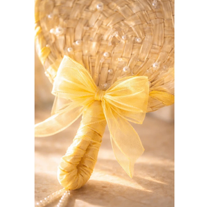 พัดมือทำลายลวดลายโบว์ งานแต่งงาน ของชำร่วยแขก ทำจากไม้ไผ่หวาย ผลิตในเวียดนาม ขายส่งจากโรงงาน - Product Image 1