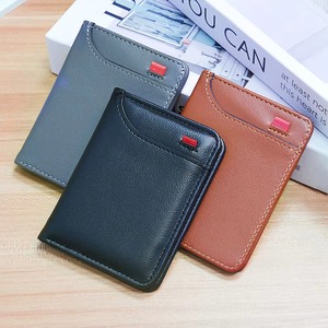 Cartera de Cuero Genuino Crazy Horse Vintage, Monedero Corto Seguro para Hombre, Bolsa para Dinero de Poliéster Personalizada, Marrón Sólido Abierto - Product Image 2