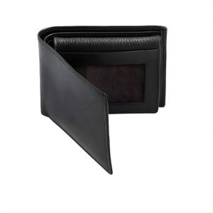 Portefeuille Homme en Cuir Véritable Lisse, Triple Compartiment à Billets, Porte-Cartes Horizontal avec Fenêtre en Maille pour Carte d'Identité - Product Image 2