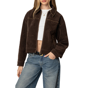 <b>Women</b> Short Genuine Leather <b>Jacket</b> Ladies Cropped Biker Slim Fit <b>Zip</b>-<b>Up</b> Black Customized Logo Factory Rate Wholesale - Product Image 1
