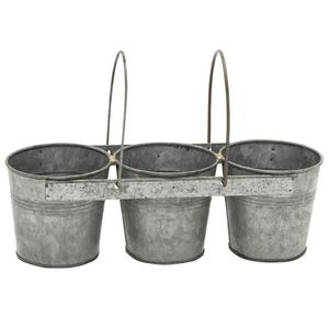 Meilleur ensemble de pots de fleurs rustiques en métal galvanisé tendance avec plateau pour la décoration intérieure et extérieure du jardin, taille et forme personnalisées - Product Image 1